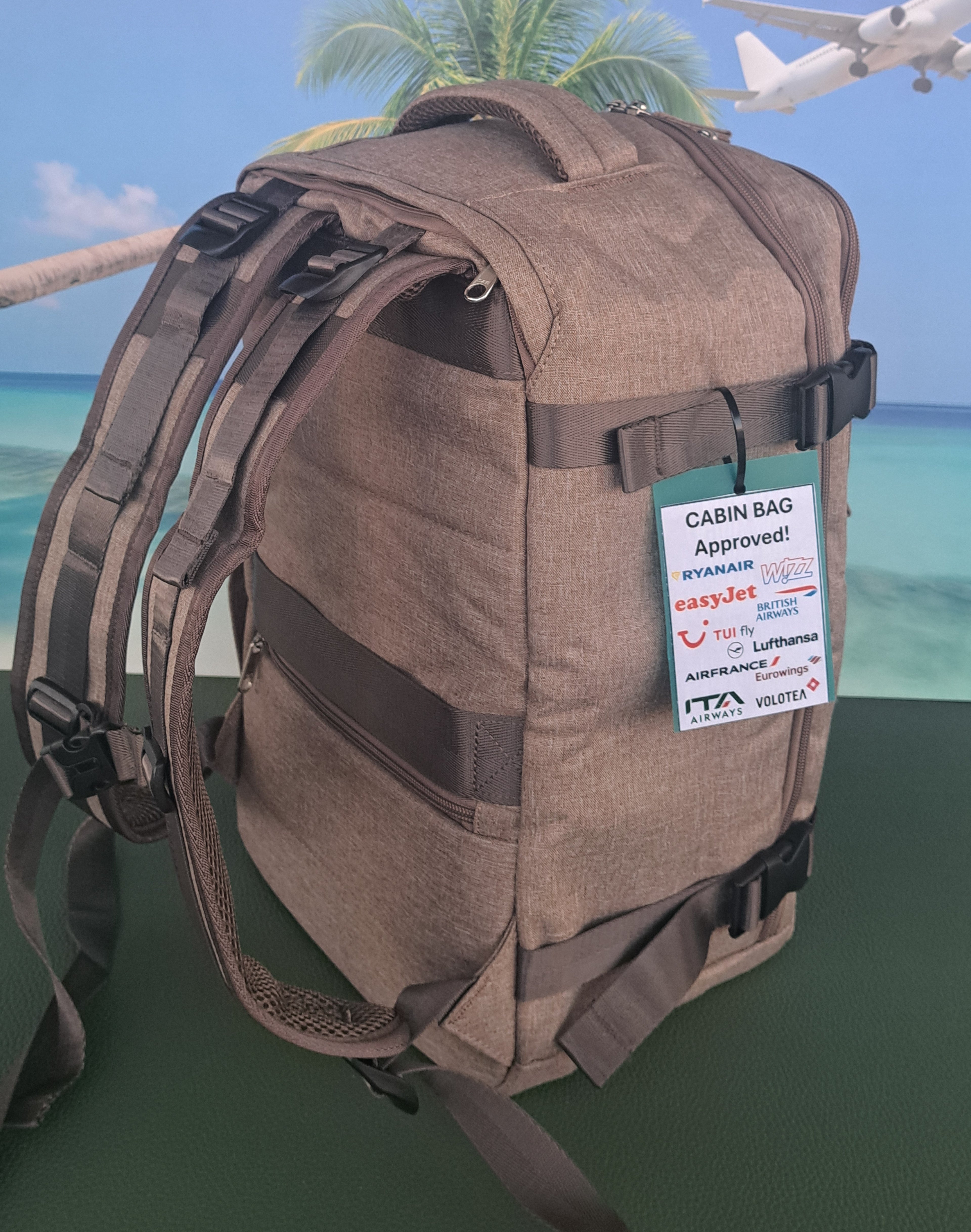 Zaino Ryanair misure cm 40x30x20 in Juta Sabbia del Deserto