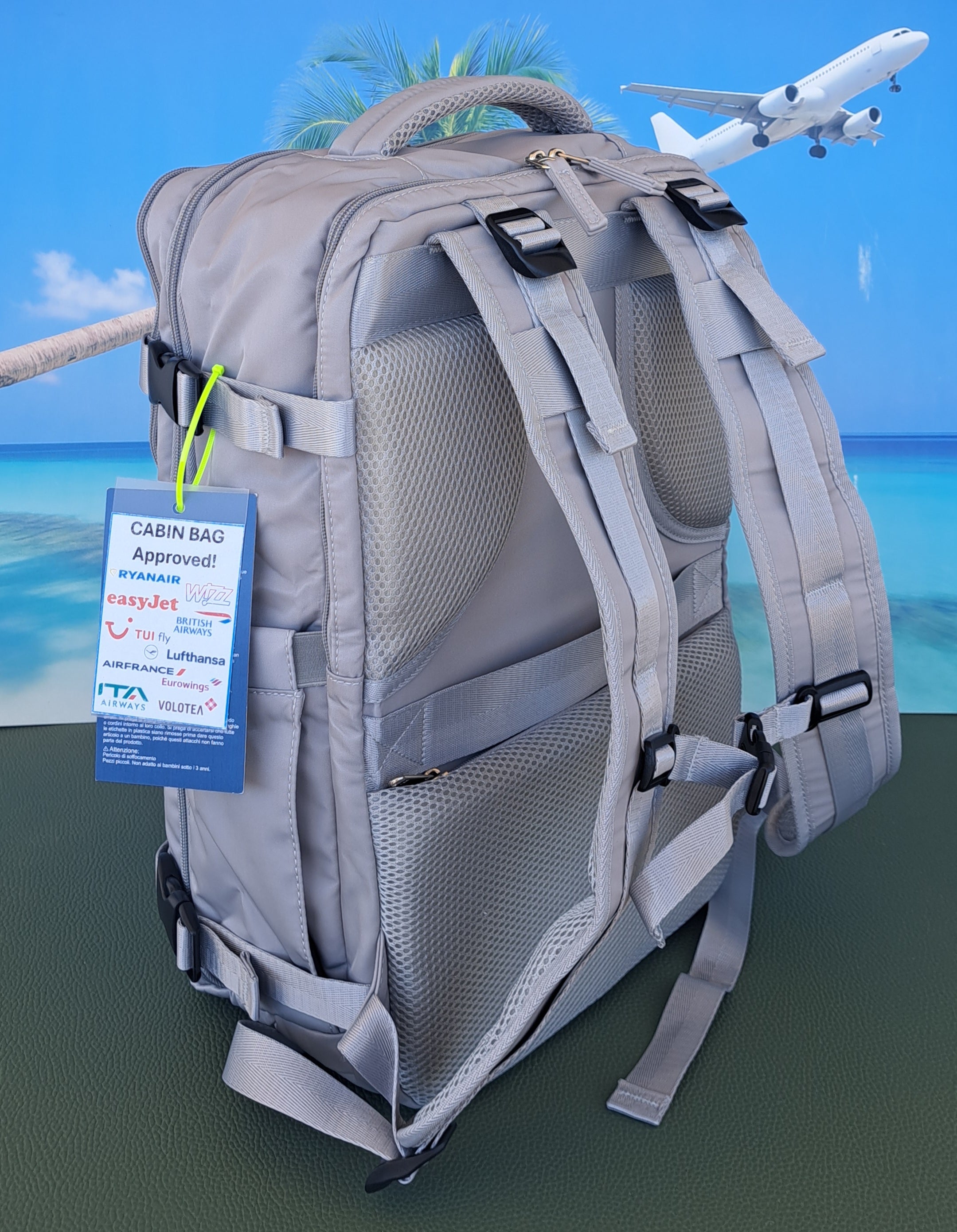 Zaino da Viaggio Bagaglio a Mano Ryanair COLORE GRIGIO cm 40 x 30 x 20 No Supplementi! No Extra Fees!