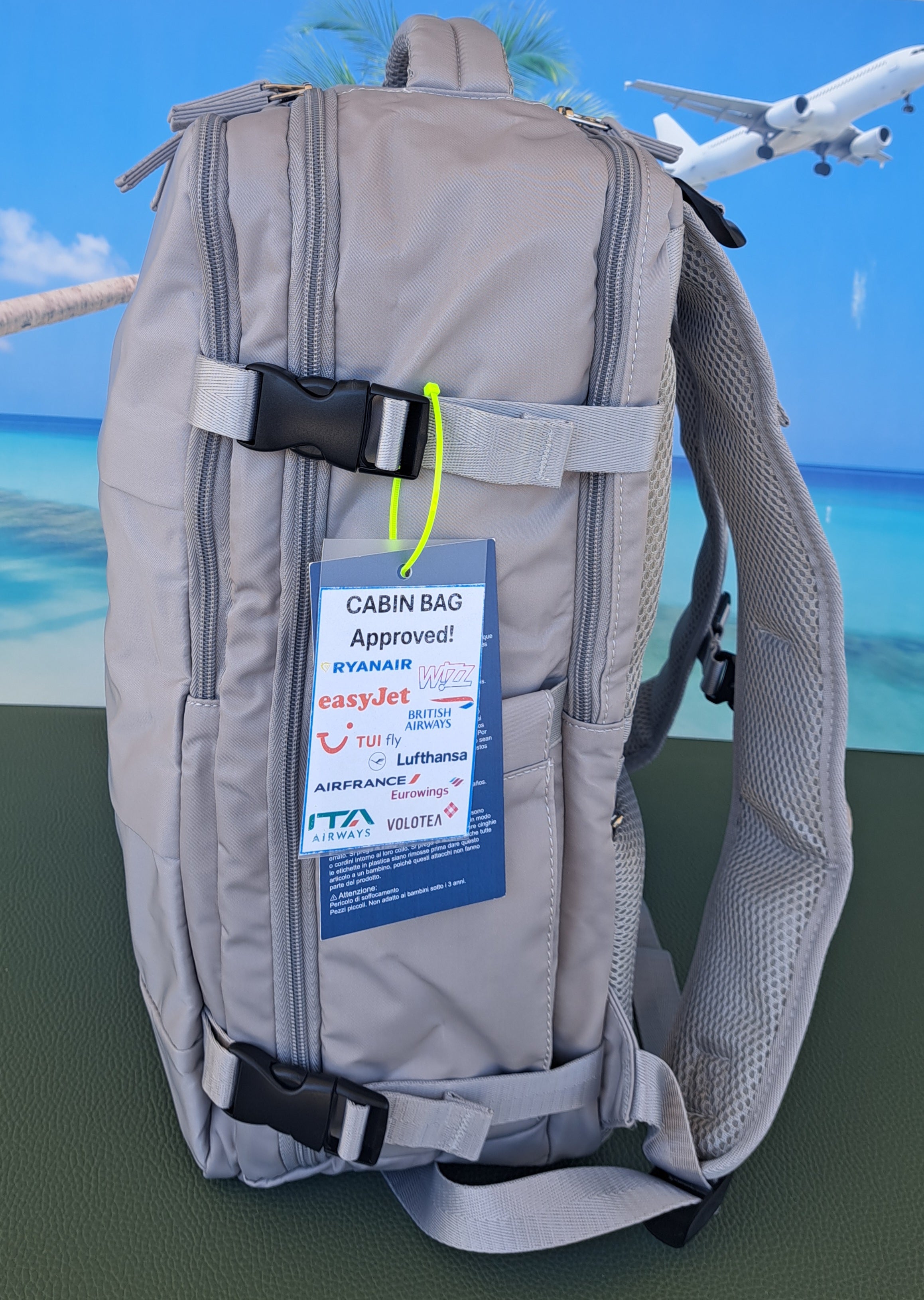 Zaino da Viaggio Bagaglio a Mano Ryanair COLORE GRIGIO cm 40 x 30 x 20 No Supplementi! No Extra Fees!