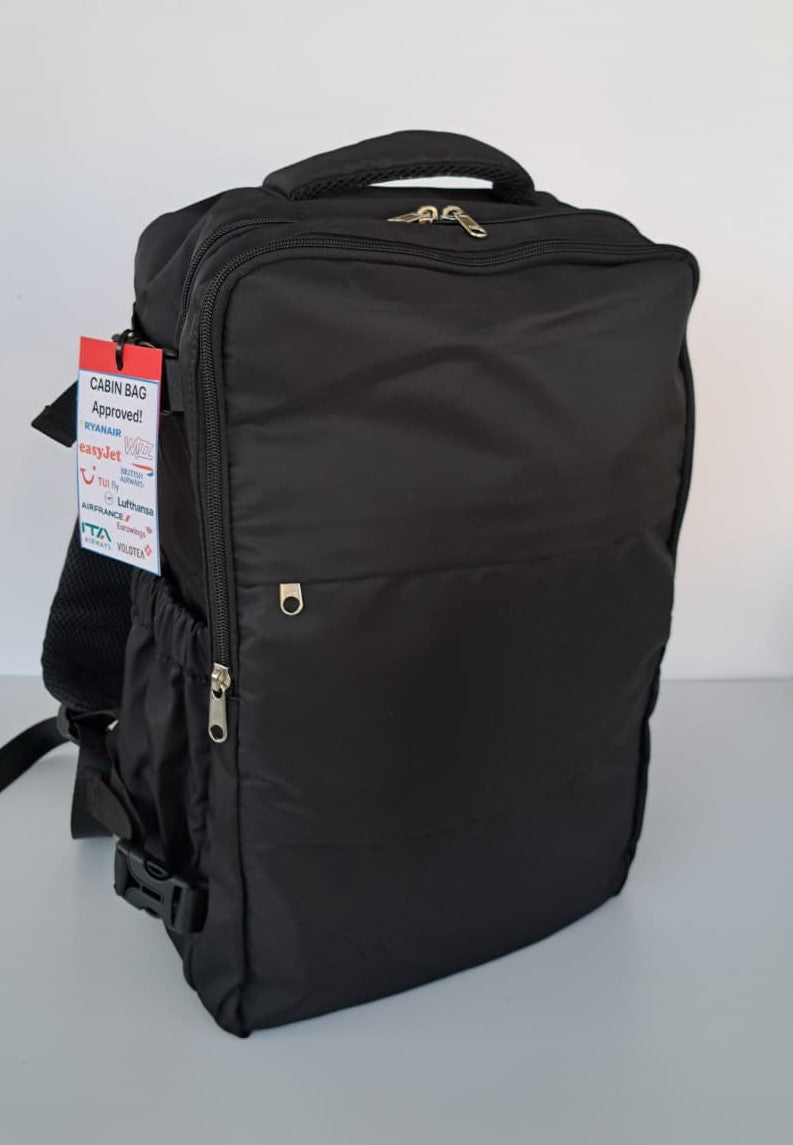 Zaino da Viaggio Bagaglio a Mano Ryanair Easyjet WizzAir 40x30x20 no supplementi! Nero