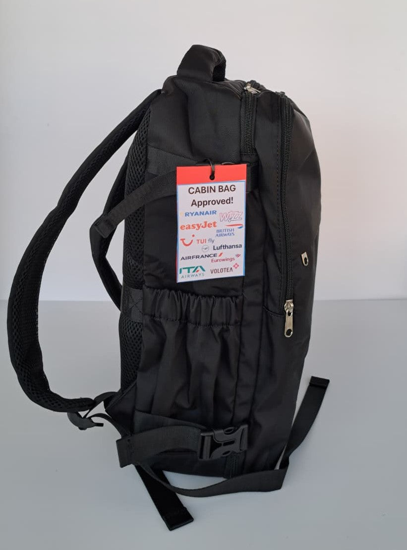 Zaino da Viaggio Bagaglio a Mano Ryanair Easyjet WizzAir 40x30x20 no supplementi! Nero