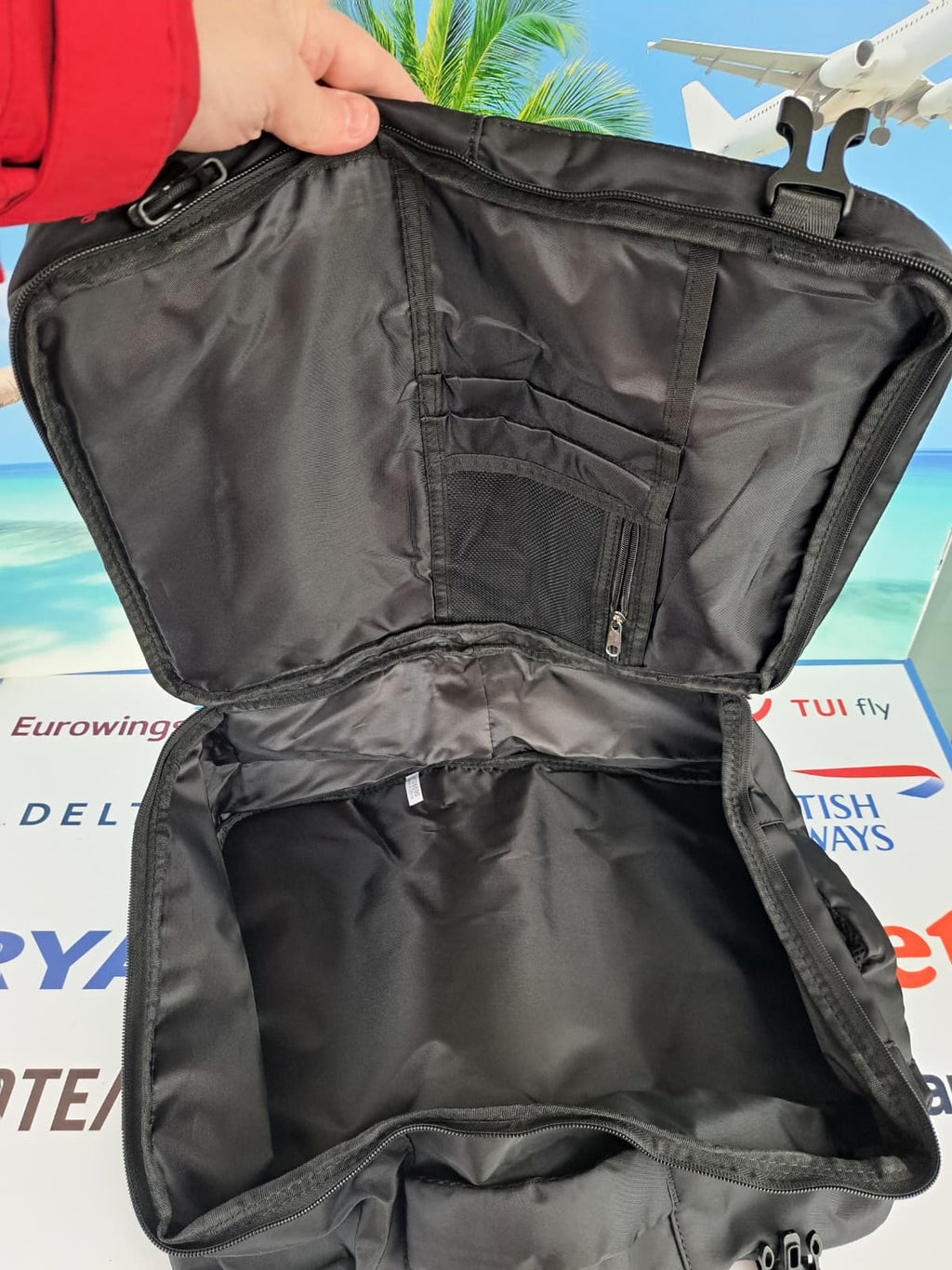 Zaino da Viaggio Bagaglio a Mano Ryanair Easyjet WizzAir 40x30x20 no supplementi! Nero