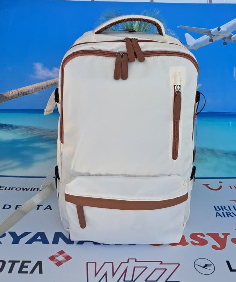 Zaino da Viaggio Bagaglio a Mano Ryanair Easyjet WizzAir 40x30x20 Beige & Caffé