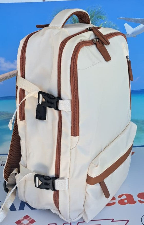 Zaino da Viaggio Bagaglio a Mano Ryanair Easyjet WizzAir 40x30x20 Beige & Caffé