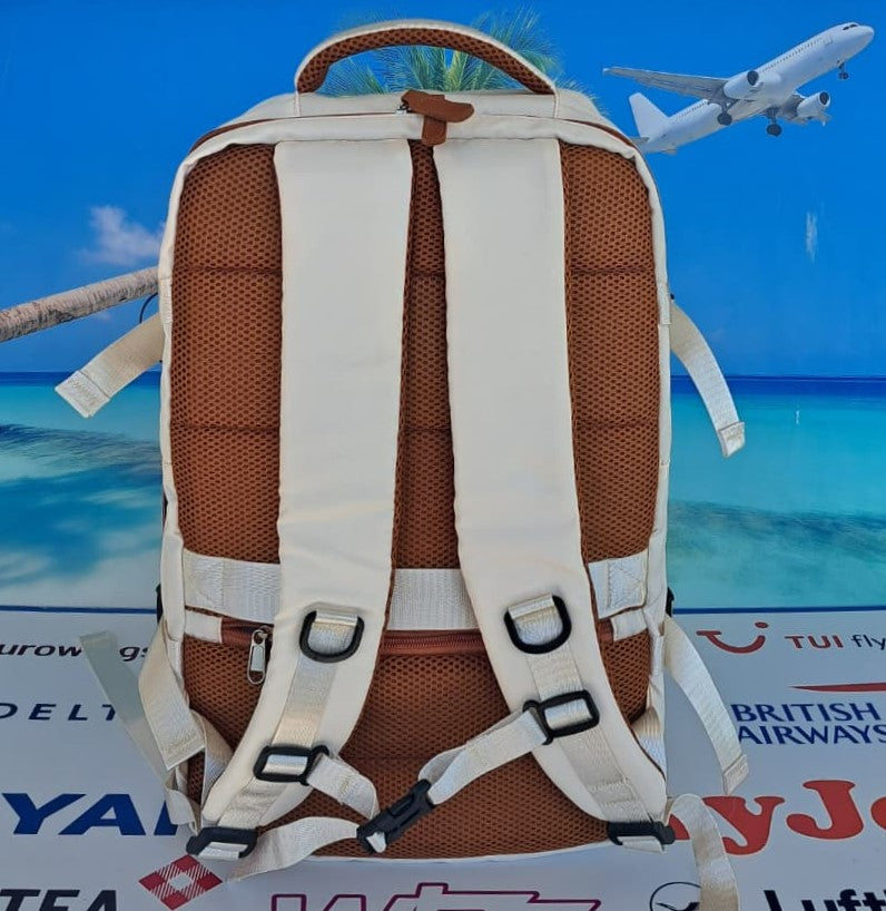 Zaino da Viaggio Bagaglio a Mano Ryanair Easyjet WizzAir 40x30x20 Beige & Caffé