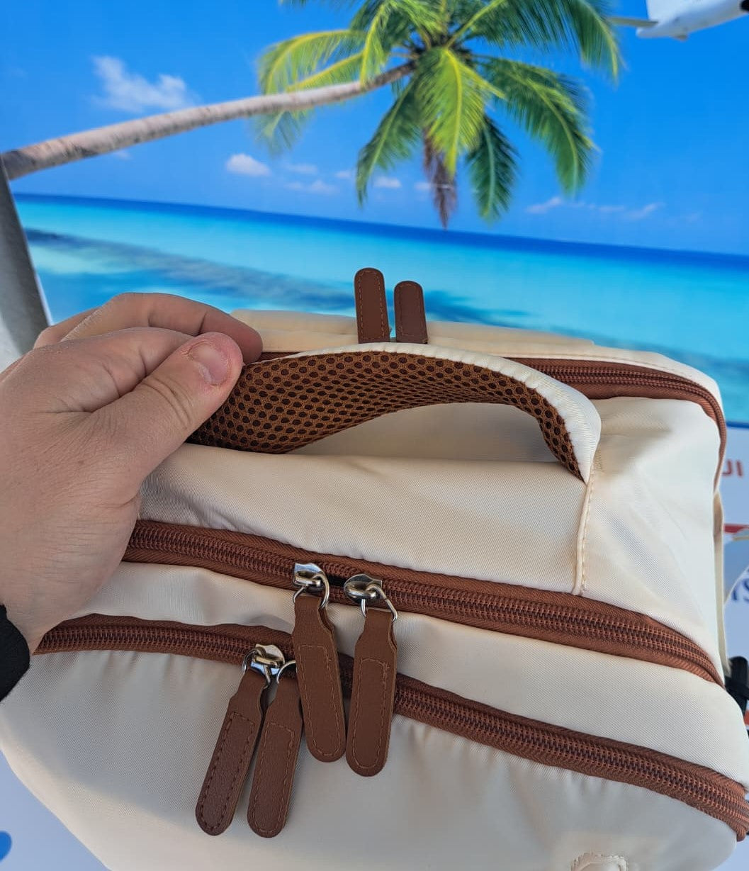 Zaino da Viaggio Bagaglio a Mano Ryanair Easyjet WizzAir 40x30x20 Beige & Caffé