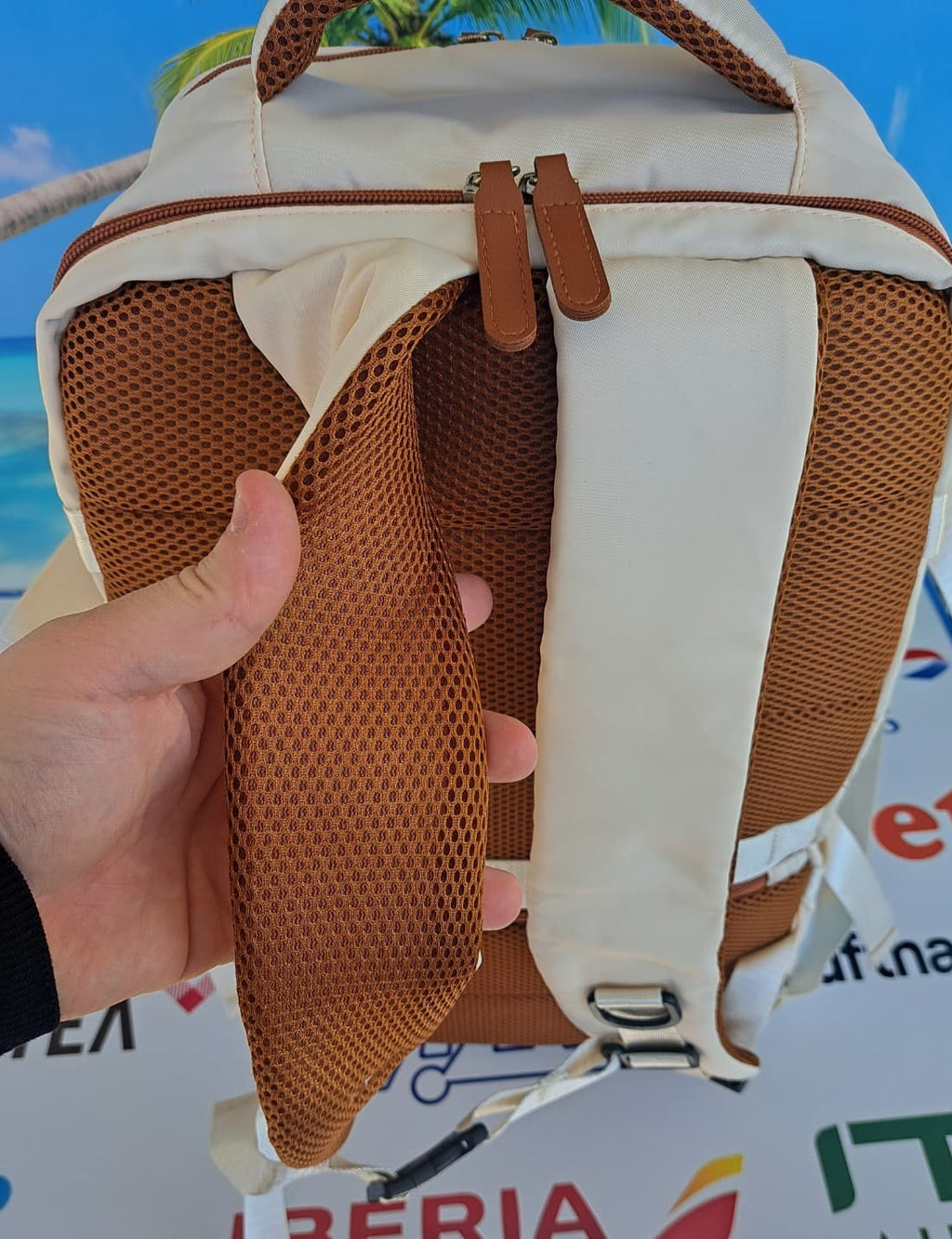 Zaino da Viaggio Bagaglio a Mano Ryanair Easyjet WizzAir 40x30x20 Beige & Caffé