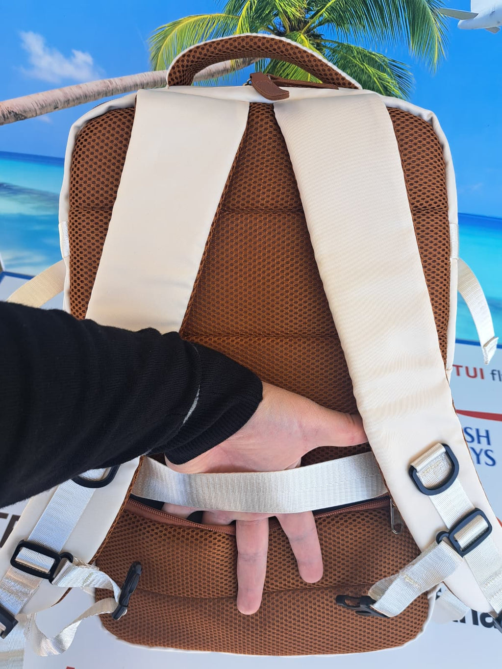 Zaino da Viaggio Bagaglio a Mano Ryanair Easyjet WizzAir 40x30x20 Beige & Caffé