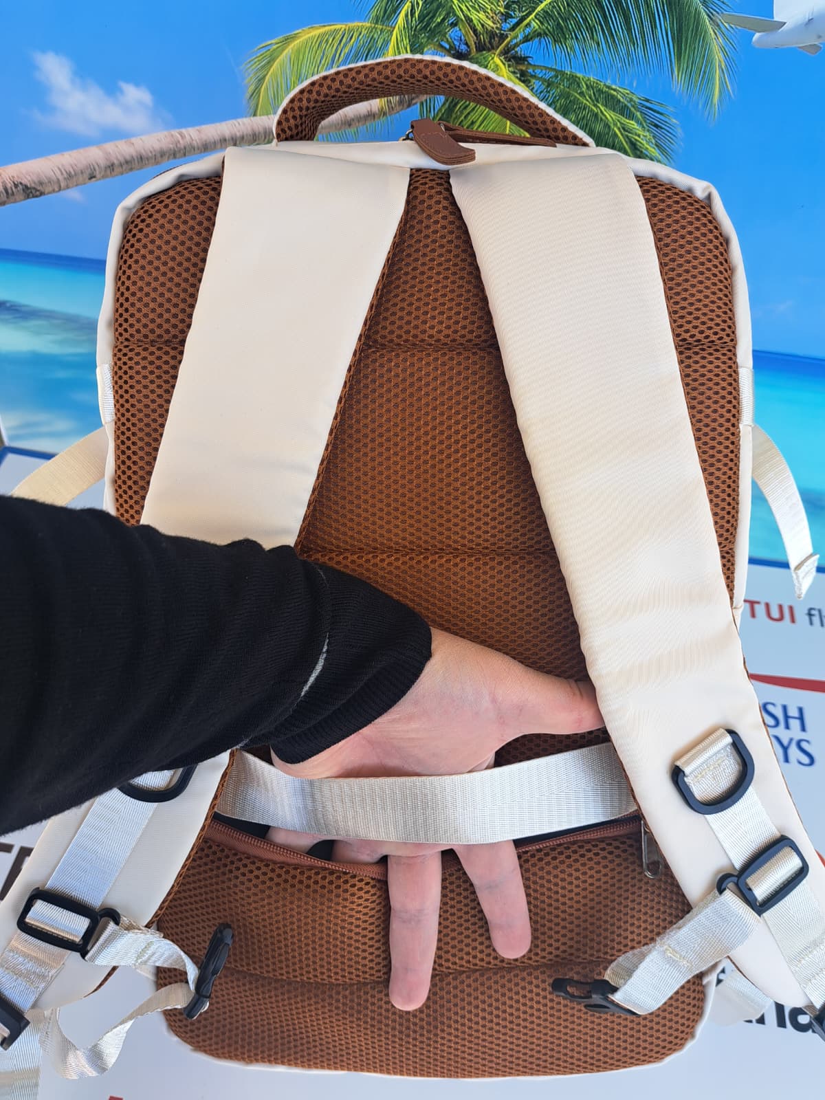 Zaino da Viaggio Bagaglio a Mano Ryanair Easyjet WizzAir 40x30x20 Beige & Caffé