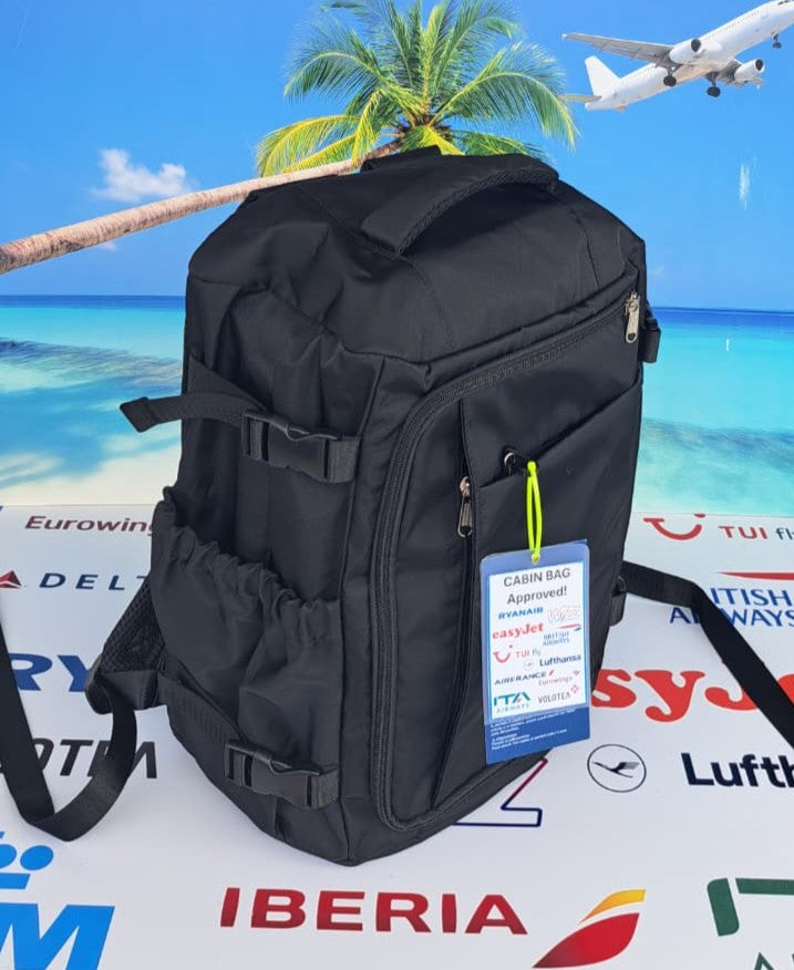 Zaino da Viaggio Bagaglio a Mano Ryanair 40 x 30 x 20 No Supplementi! No Extra Fees! Nero