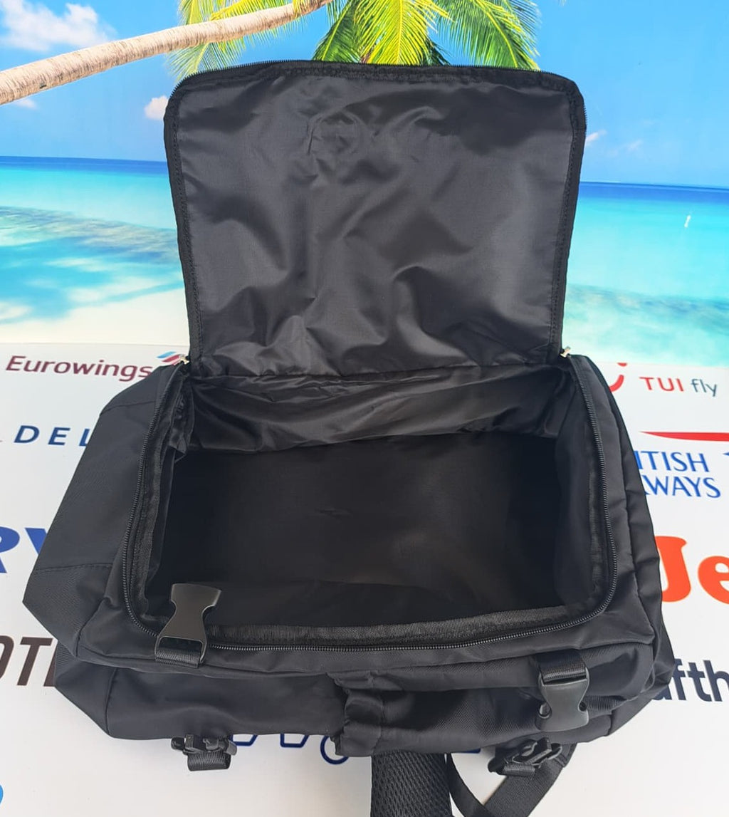 Zaino da Viaggio Bagaglio a Mano Ryanair 40 x 30 x 20 No Supplementi! No Extra Fees! Nero