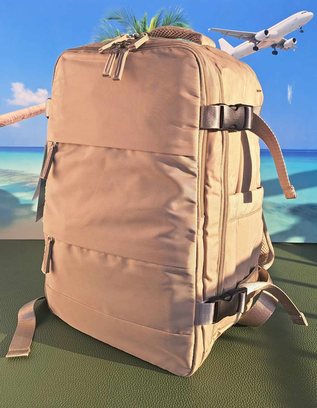 Zaino da Viaggio Bagaglio a Mano Ryanair 40 x 30 x 20 No Supplementi! No Extra Fees! COLORE Sabbia del Deserto