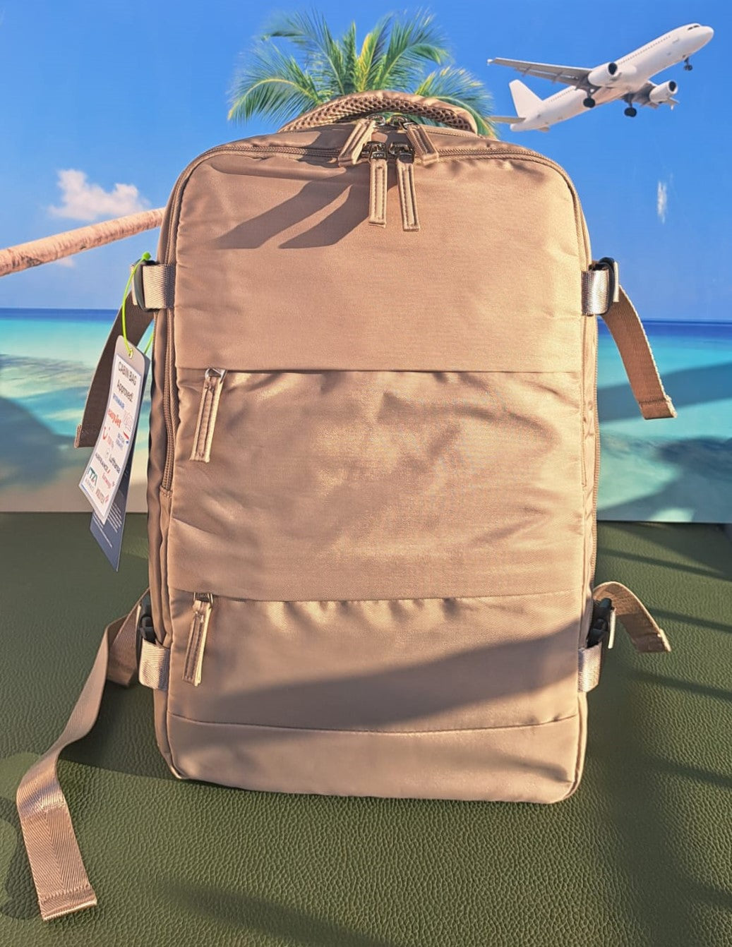 Zaino da Viaggio Bagaglio a Mano Ryanair 40 x 30 x 20 No Supplementi! No Extra Fees! COLORE Sabbia del Deserto