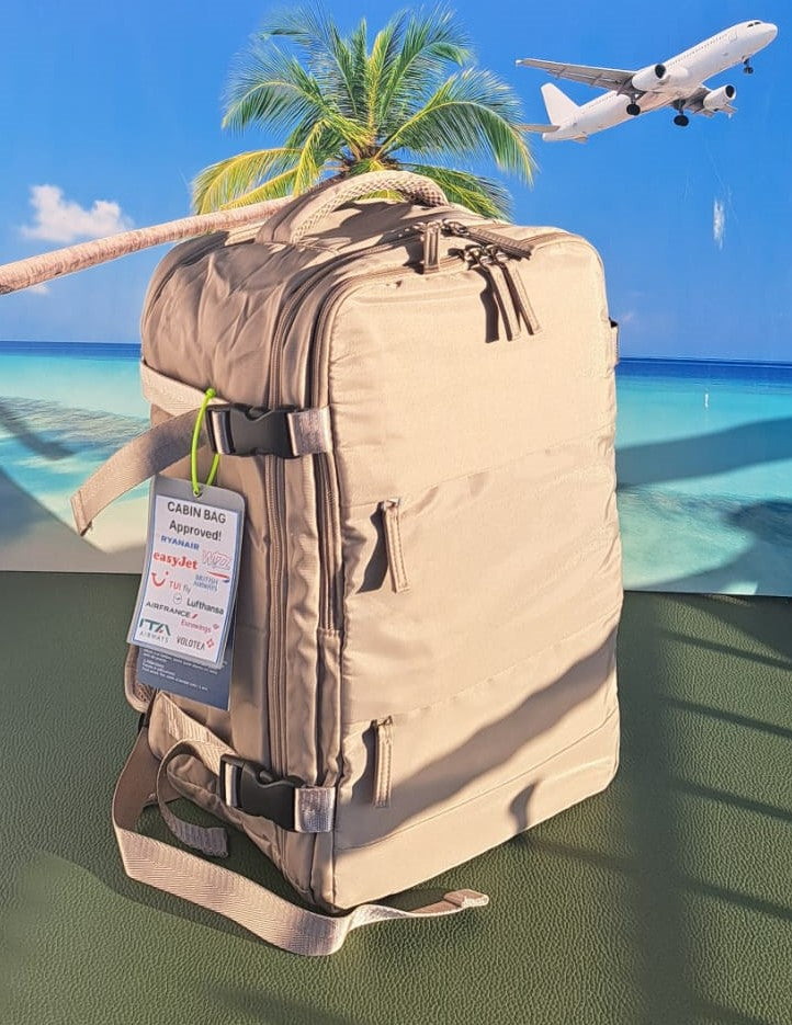Zaino da Viaggio Bagaglio a Mano Ryanair 40 x 30 x 20 No Supplementi! No Extra Fees! COLORE Sabbia del Deserto