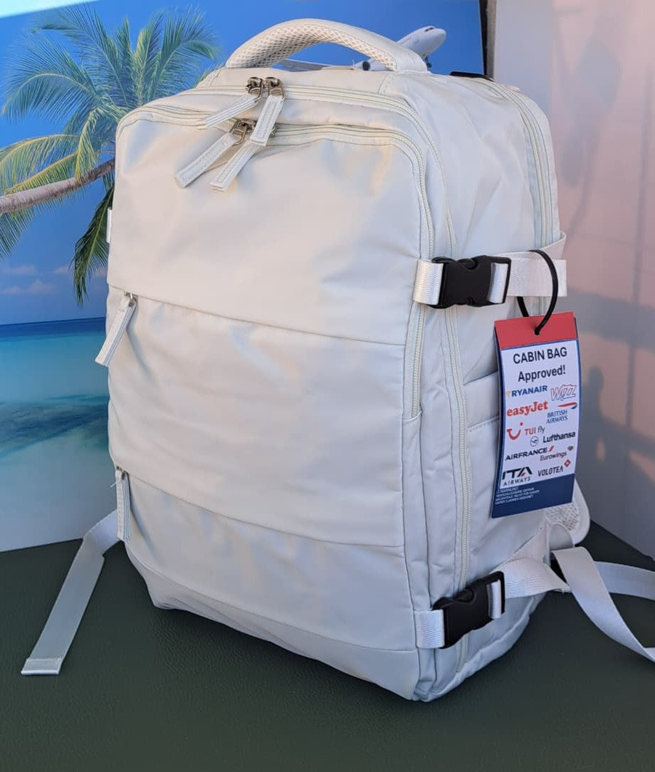 Zaino da Viaggio Bagaglio a Mano Ryanair COLORE BIANCO GHIACCIO cm 40 x 30 x 20 No Supplementi! No Extra Fees!