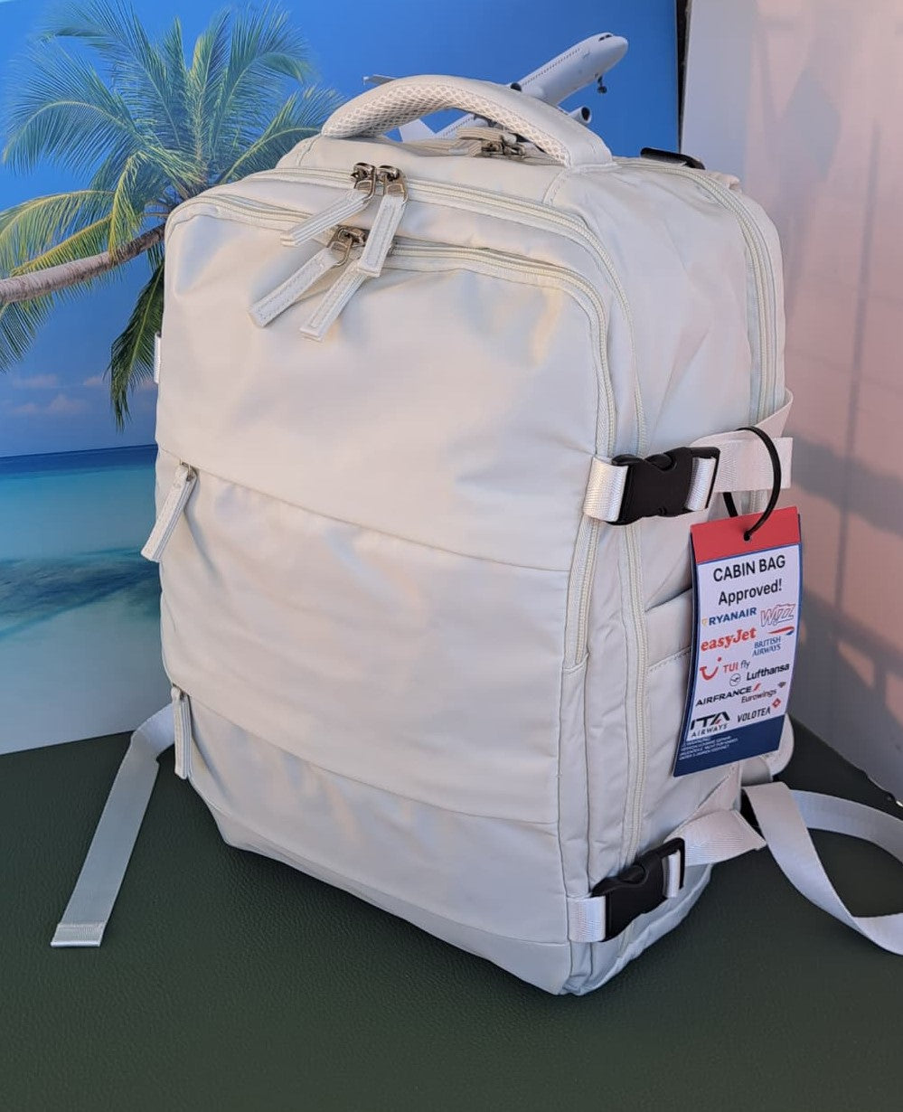 Zaino da Viaggio Bagaglio a Mano Ryanair COLORE BIANCO GHIACCIO cm 40 x 30 x 20 No Supplementi! No Extra Fees!