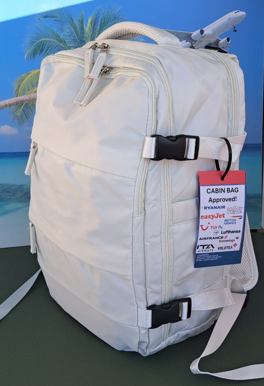 Zaino da Viaggio Bagaglio a Mano Ryanair COLORE BIANCO GHIACCIO cm 40 x 30 x 20 No Supplementi! No Extra Fees!