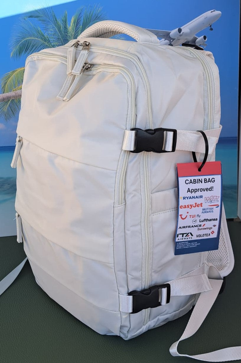 Zaino da Viaggio Bagaglio a Mano Ryanair COLORE BIANCO GHIACCIO cm 40 x 30 x 20 No Supplementi! No Extra Fees!