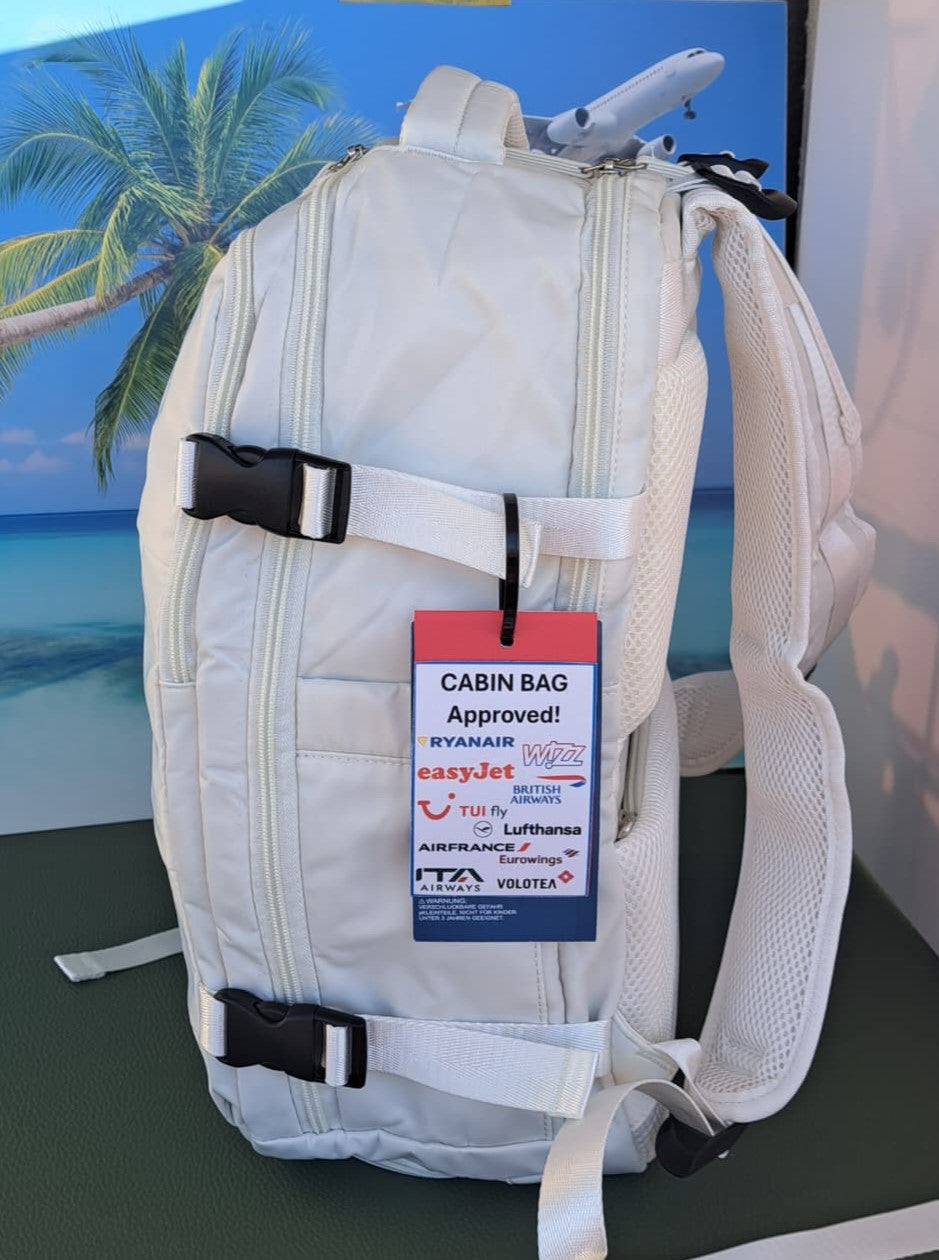 Zaino da Viaggio Bagaglio a Mano Ryanair COLORE BIANCO GHIACCIO cm 40 x 30 x 20 No Supplementi! No Extra Fees!