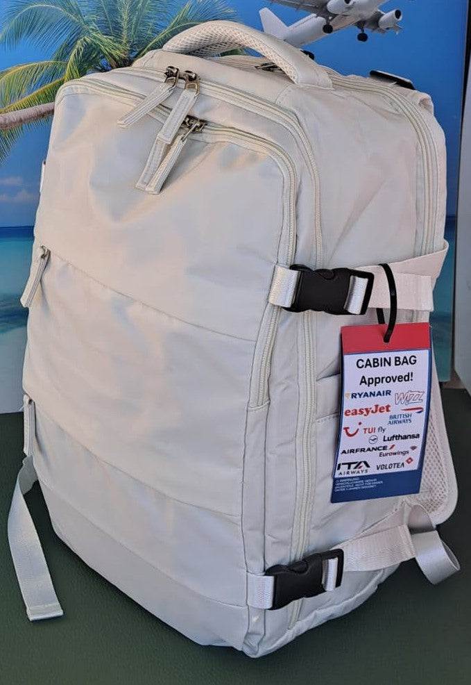 Zaino da Viaggio Bagaglio a Mano Ryanair COLORE BIANCO GHIACCIO cm 40 x 30 x 20 No Supplementi! No Extra Fees!