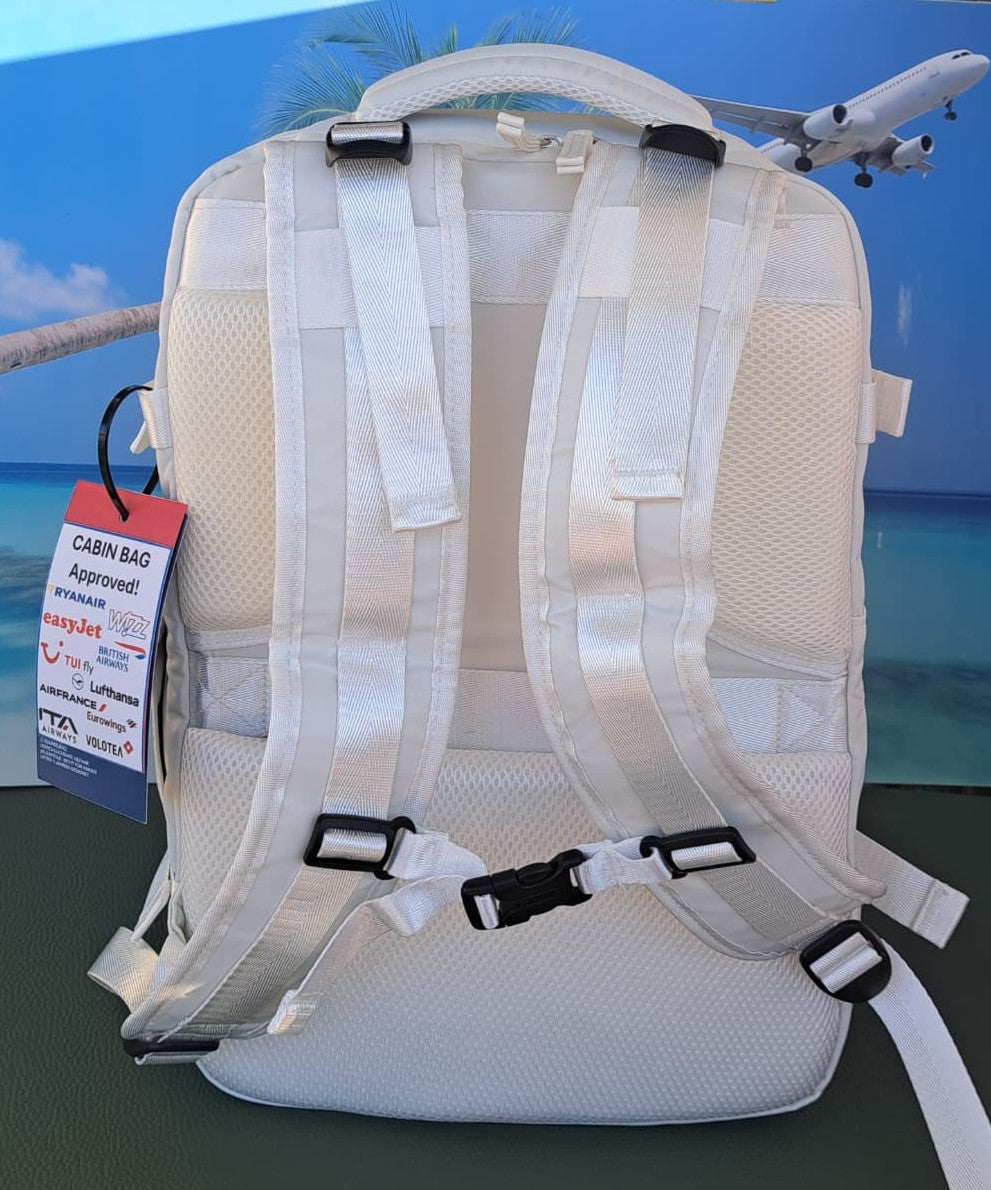 Zaino da Viaggio Bagaglio a Mano Ryanair COLORE BIANCO GHIACCIO cm 40 x 30 x 20 No Supplementi! No Extra Fees!