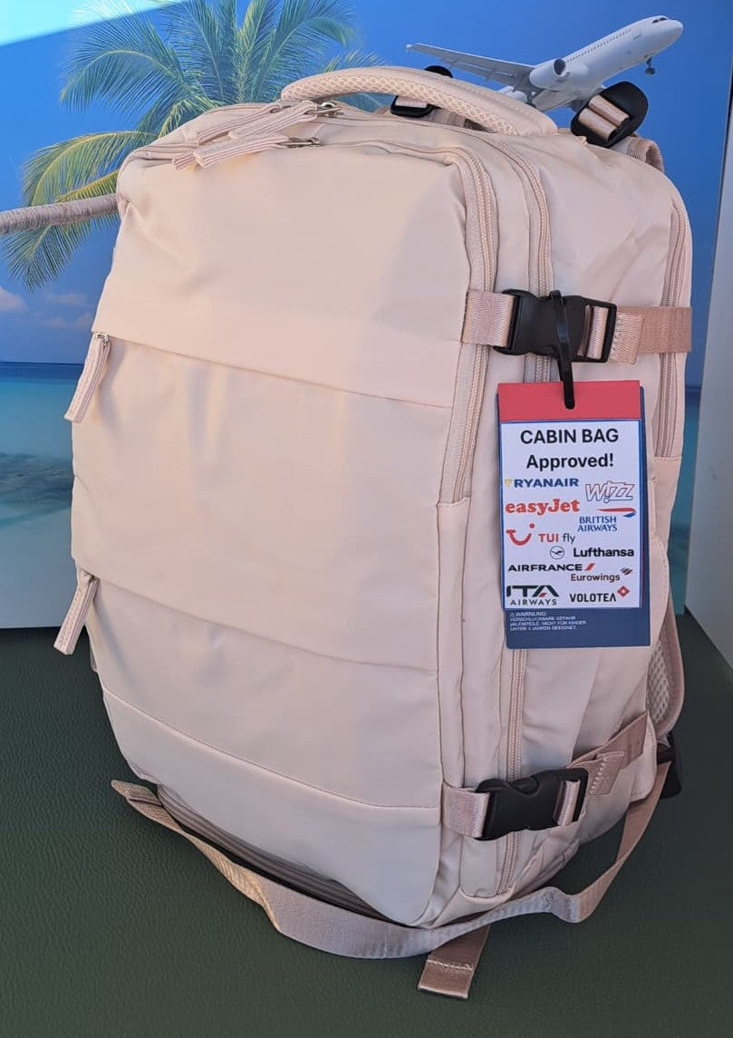 Zaino da Viaggio Bagaglio a Mano Ryanair COLORE CREMA cm 40 x 30 x 20 No Supplementi! No Extra Fees!