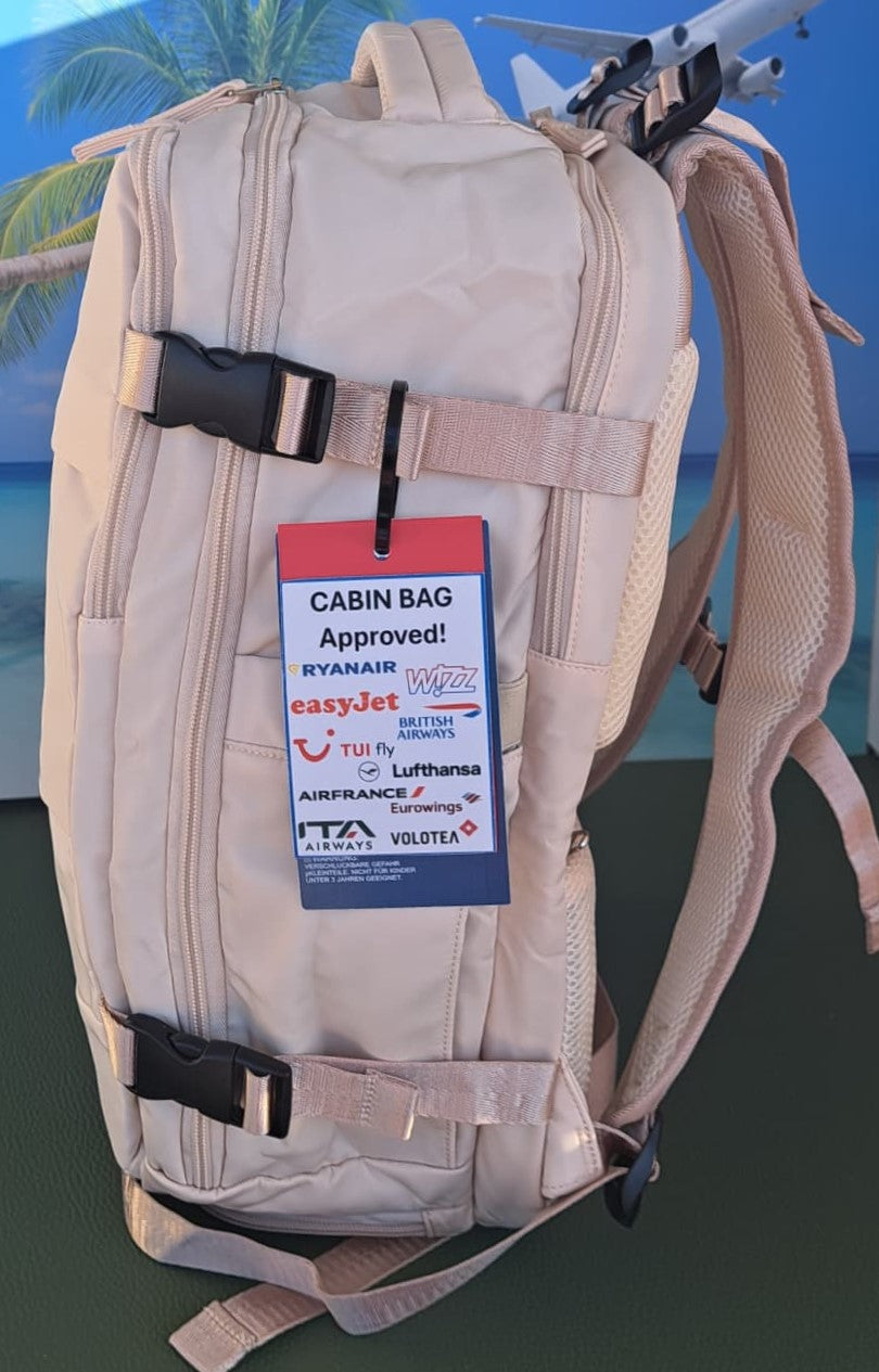 Zaino da Viaggio Bagaglio a Mano Ryanair COLORE CREMA cm 40 x 30 x 20 No Supplementi! No Extra Fees!
