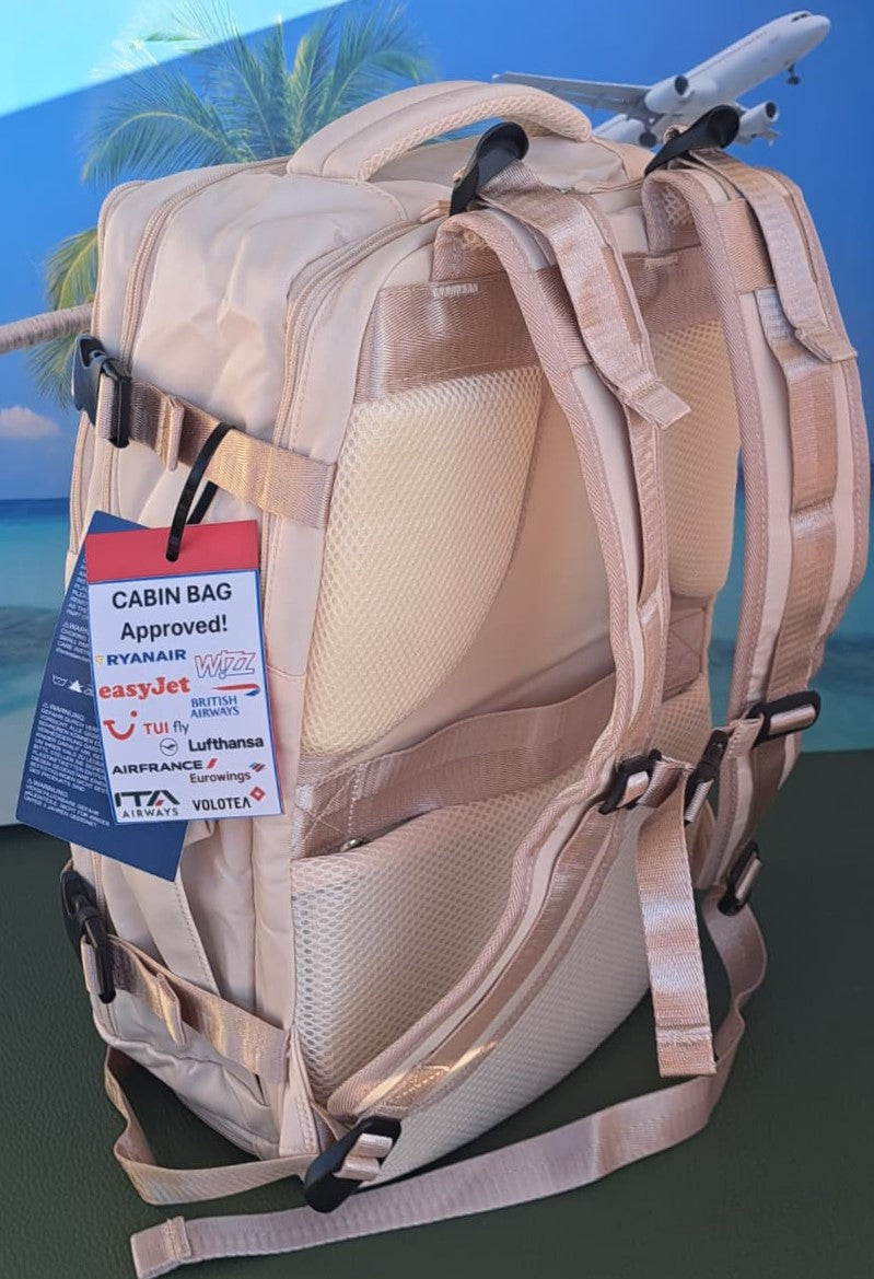 Zaino da Viaggio Bagaglio a Mano Ryanair COLORE CREMA cm 40 x 30 x 20 No Supplementi! No Extra Fees!
