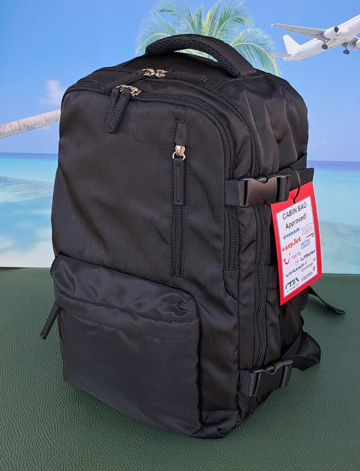 Zaino da Viaggio Bagaglio a Mano Ryanair 40 x 30 x 20 No Supplementi! No Extra Fees! NERO