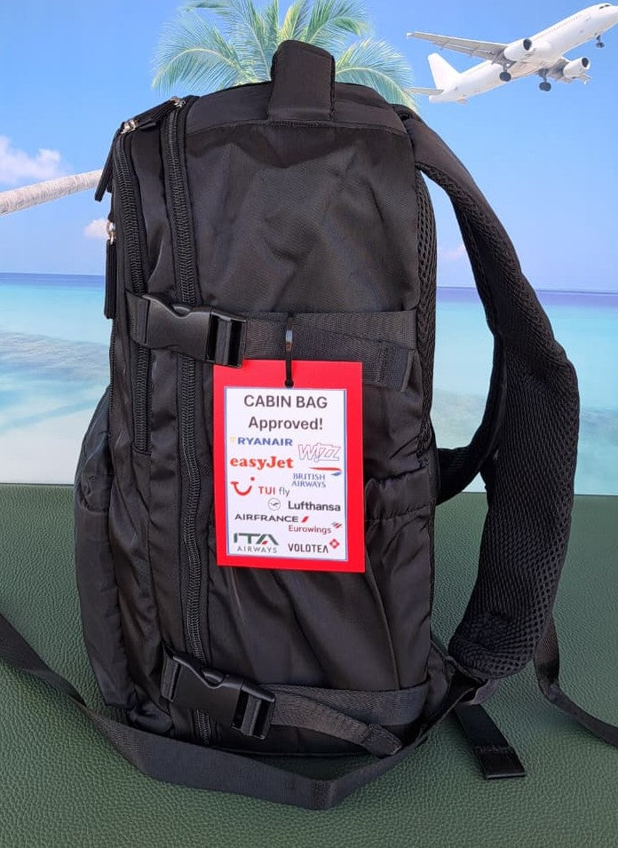Zaino da Viaggio Bagaglio a Mano Ryanair 40 x 30 x 20 No Supplementi! No Extra Fees! NERO