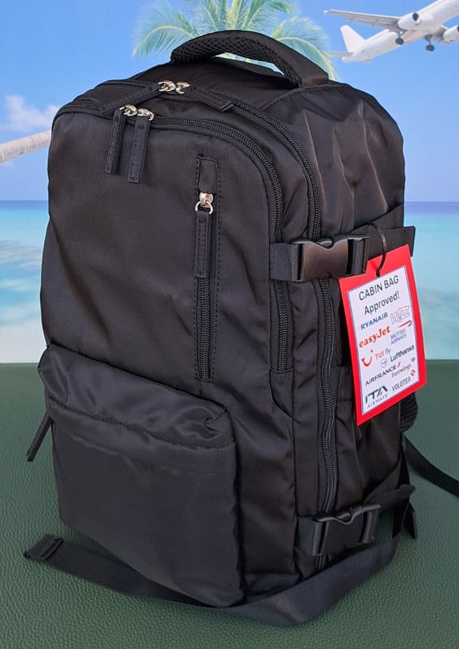 Zaino da Viaggio Bagaglio a Mano Ryanair 40 x 30 x 20 No Supplementi! No Extra Fees! NERO