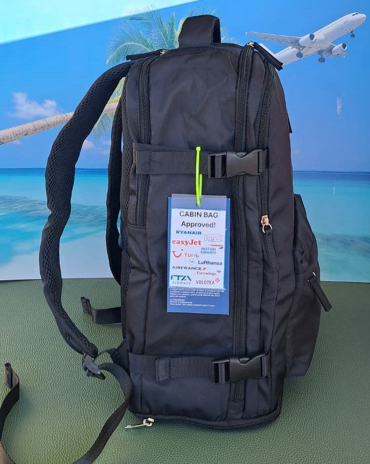 Zaino da Viaggio Bagaglio a Mano Ryanair 40 x 30 x 20 No Supplementi! No Extra Fees! NERO