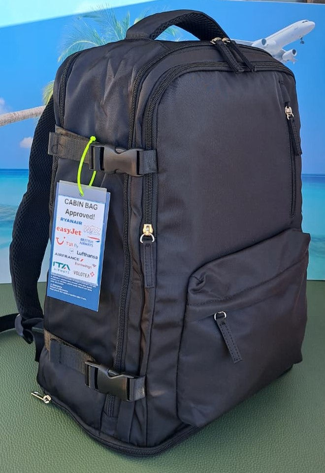 Zaino da Viaggio Bagaglio a Mano Ryanair 40 x 30 x 20 No Supplementi! No Extra Fees! NERO