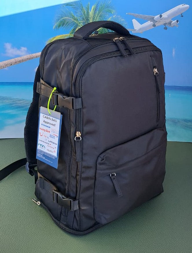 Zaino da Viaggio Bagaglio a Mano Ryanair 40 x 30 x 20 No Supplementi! No Extra Fees! NERO
