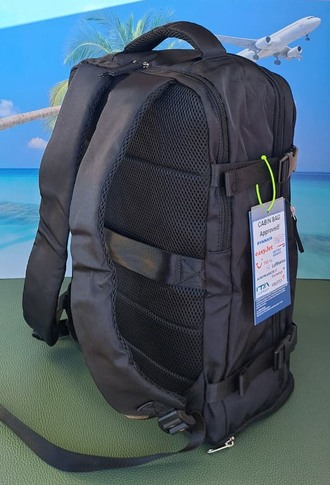 Zaino da Viaggio Bagaglio a Mano Ryanair 40 x 30 x 20 No Supplementi! No Extra Fees! NERO