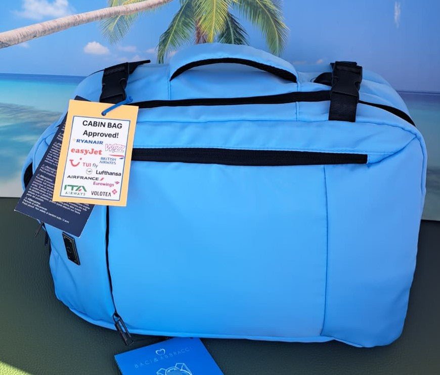 Zaino Baci & Abbracci misure Ryanair 40x30x20 24 Litri AZZURRO