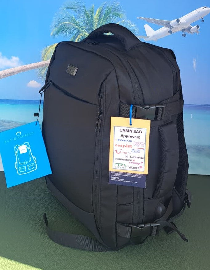Zaino Baci & Abbracci misure Ryanair 40x30x20 24 Litri NERO