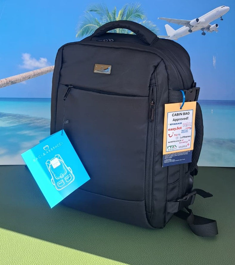 Zaino Baci & Abbracci misure Ryanair 40x30x20 24 Litri NERO